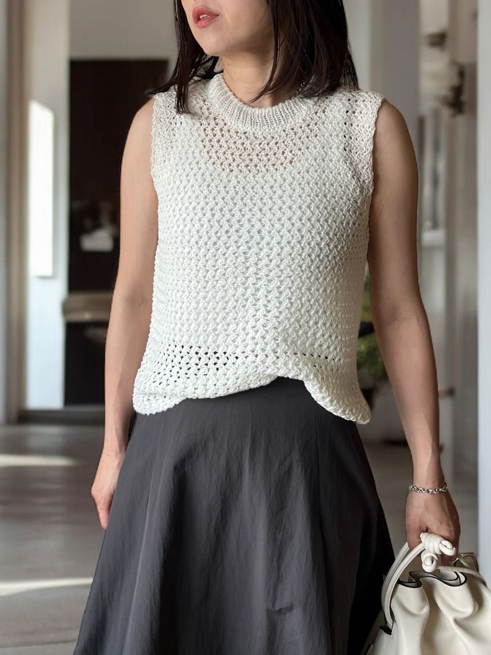 Crew neck メッシュタンクトップ