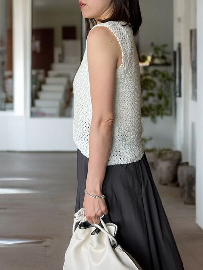 Crew neck メッシュタンクトップ