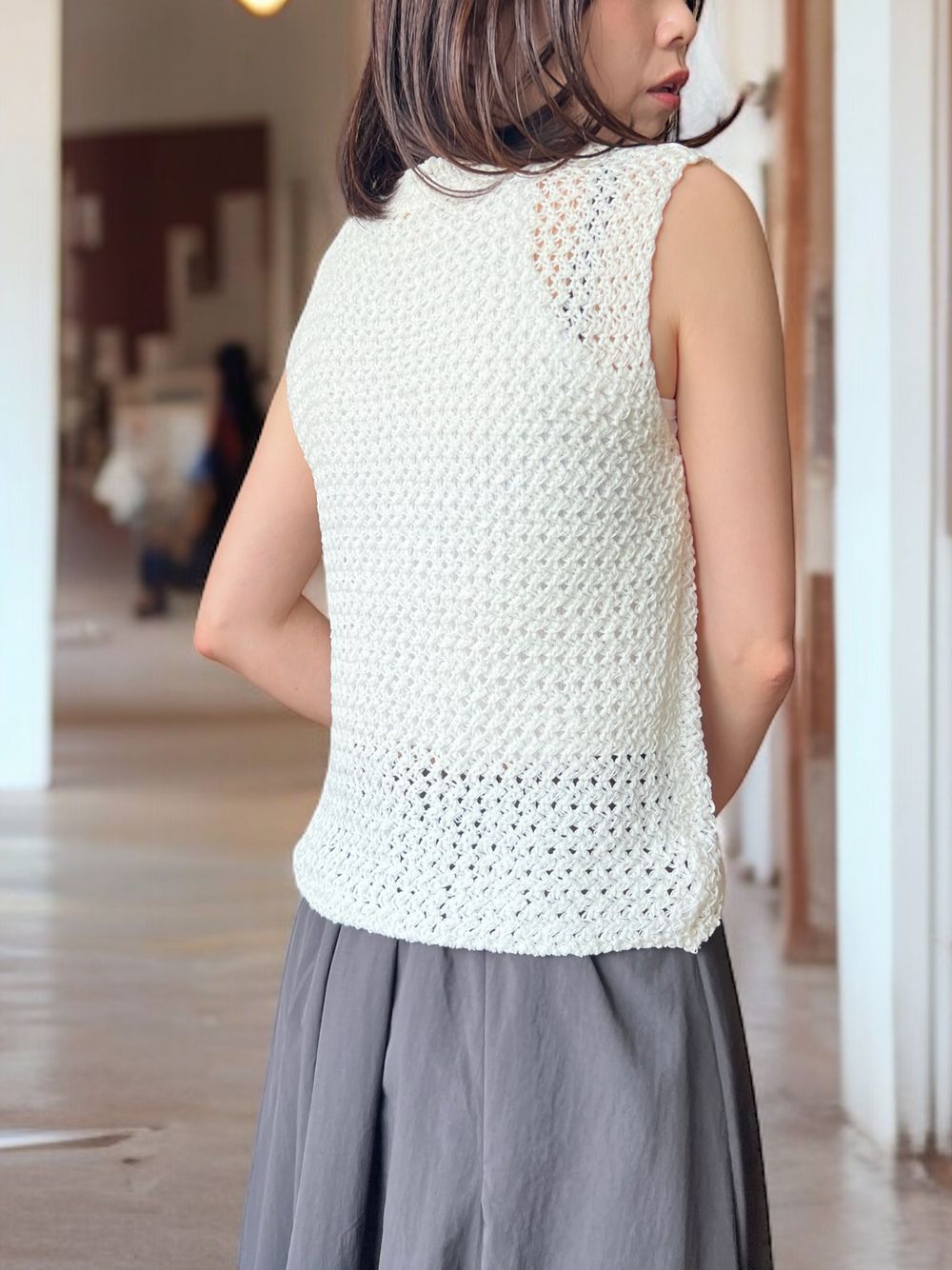 Crew neck メッシュタンクトップ