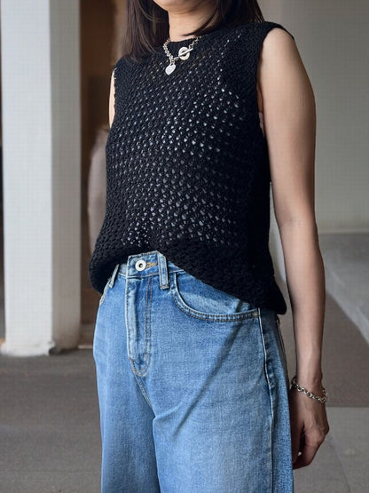 Crew neck メッシュタンクトップ