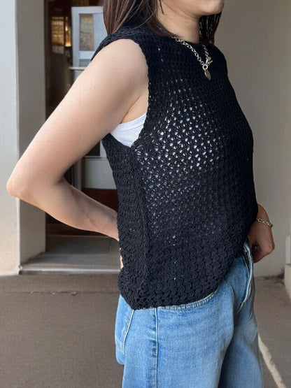 Crew neck メッシュタンクトップ