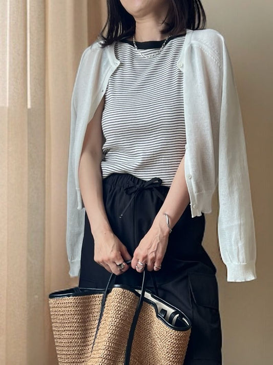Cottonlinen button down カーディガン