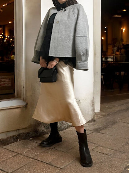Chiffon frill Vネックペプラムベスト