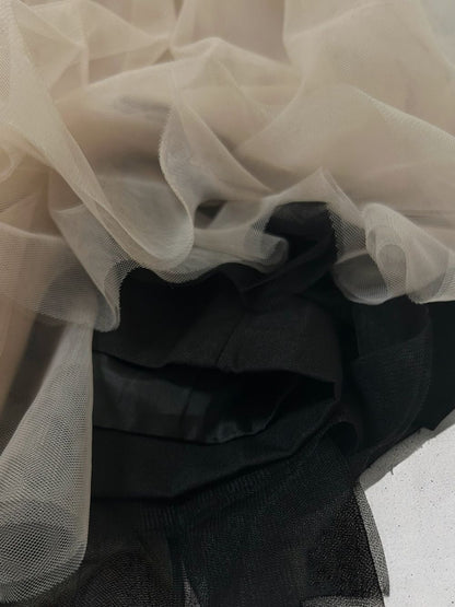 Chiffon frill Vネックペプラムベスト