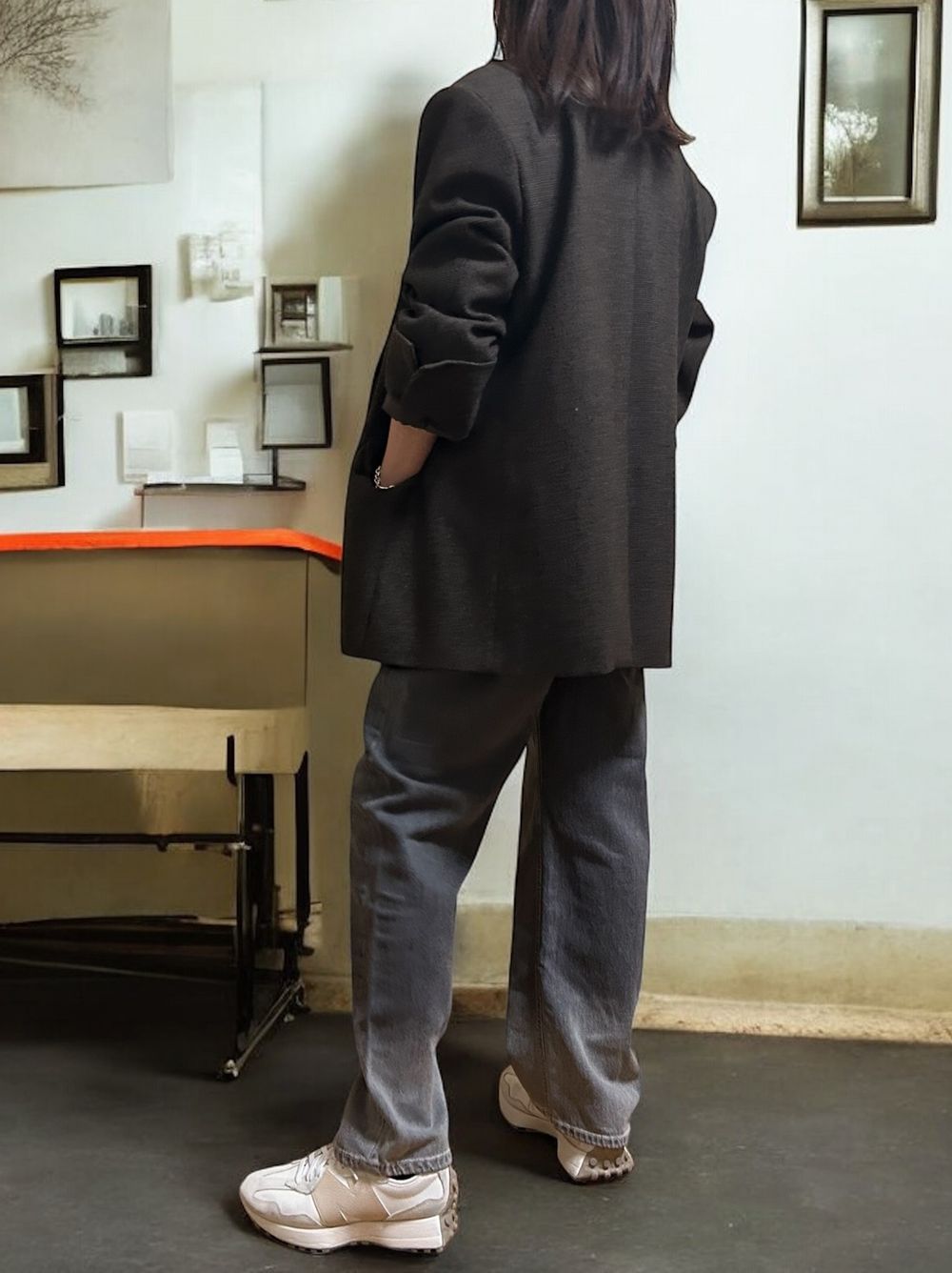 Over size Wool チェックジャケット