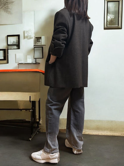 Over size Wool チェックジャケット