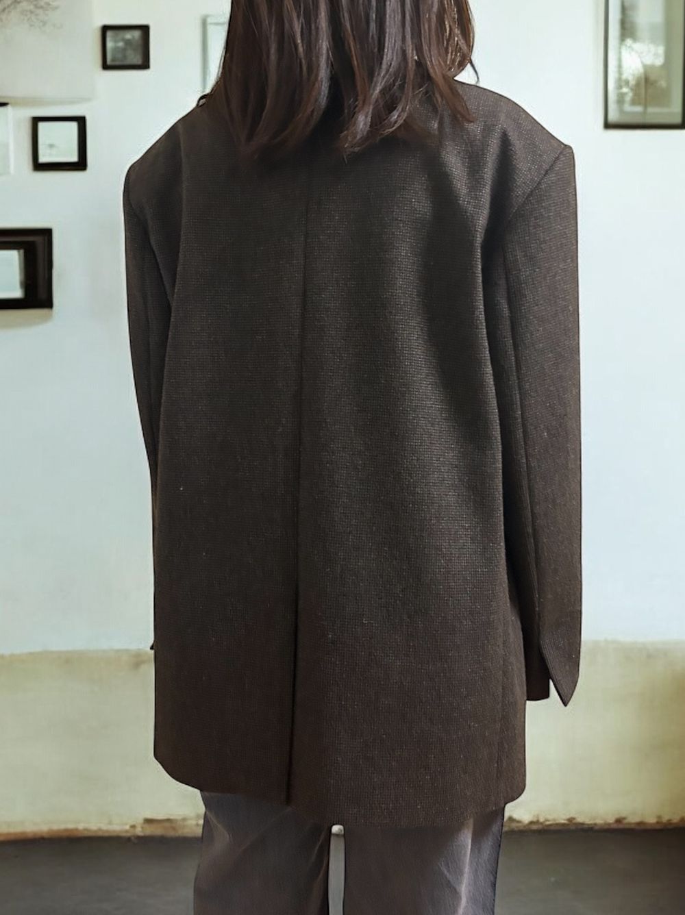 Over size Wool チェックジャケット