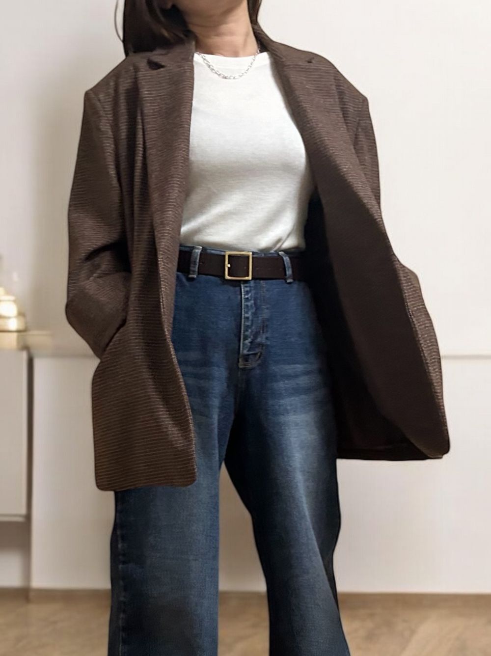 Over size Wool チェックジャケット