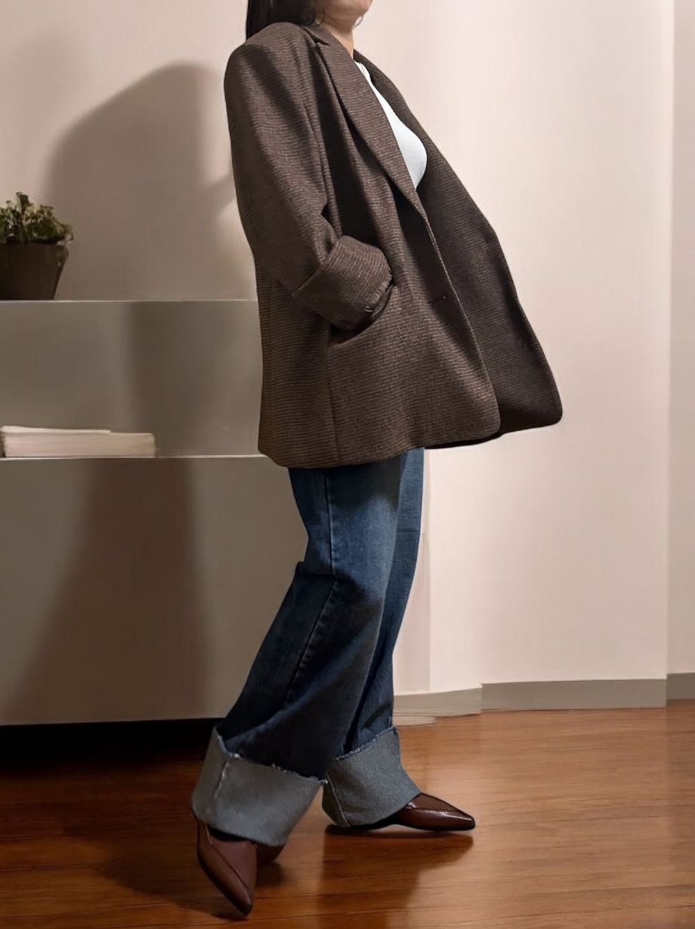 Over size Wool チェックジャケット