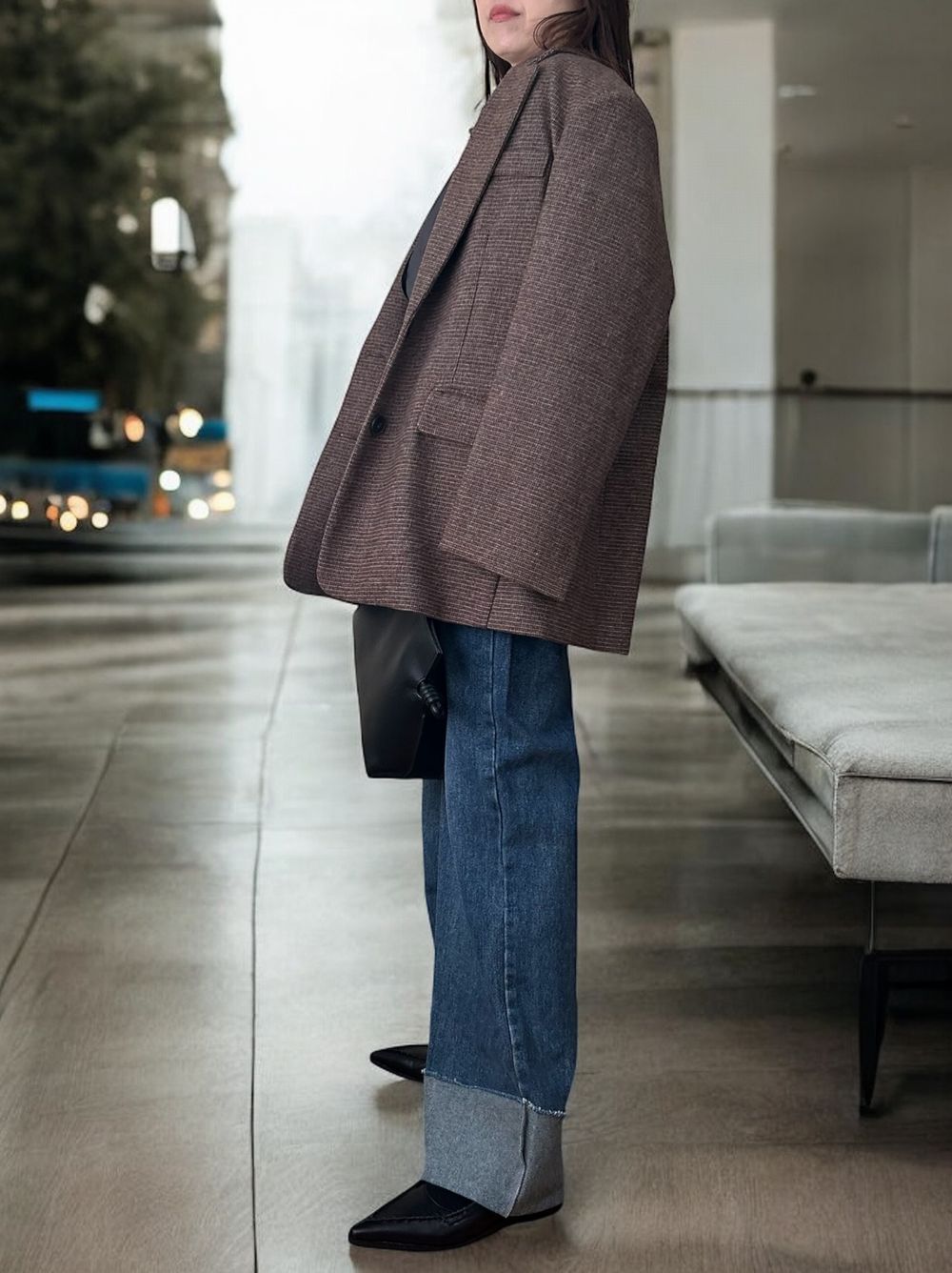 Over size Wool チェックジャケット