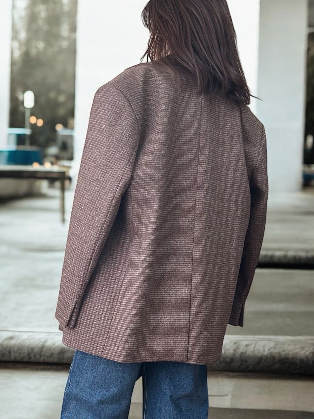 Over size Wool チェックジャケット