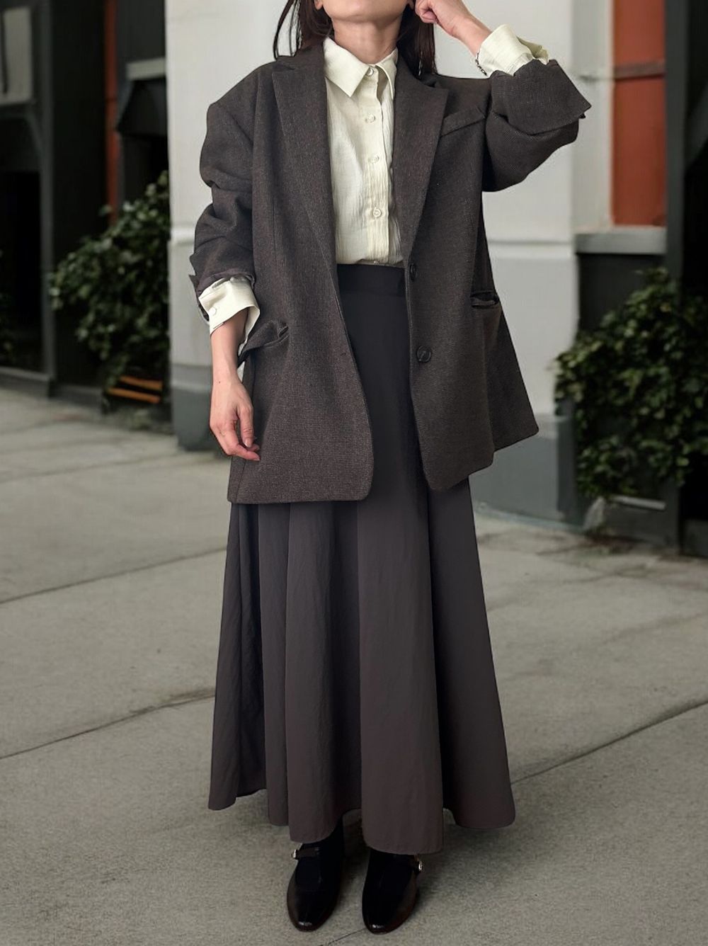 Over size Wool チェックジャケット