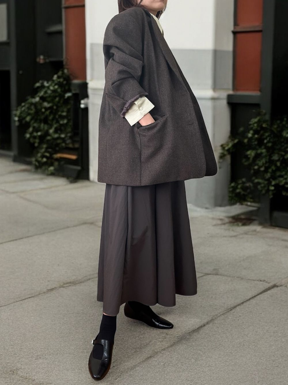 Over size Wool チェックジャケット