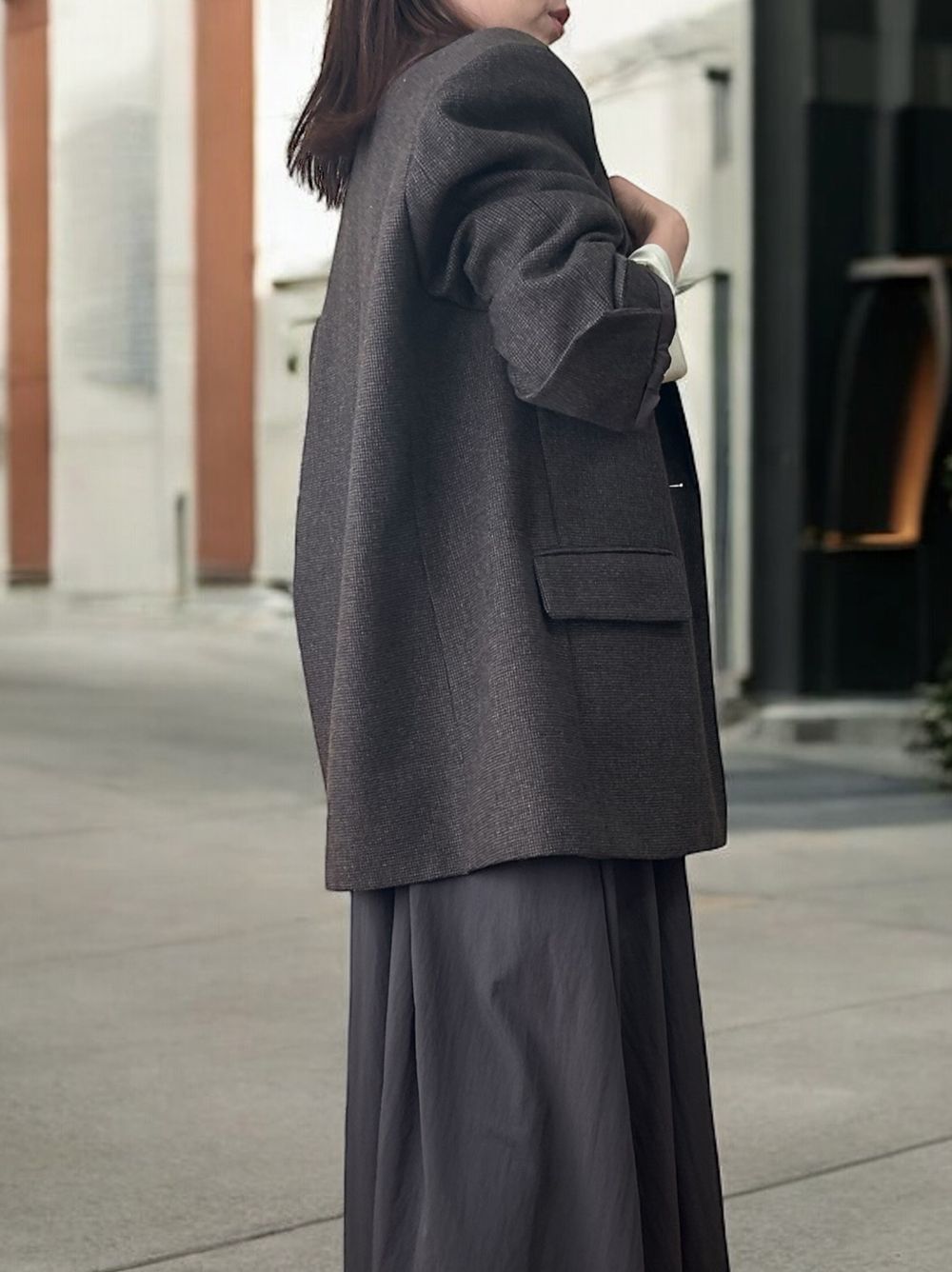 Over size Wool チェックジャケット
