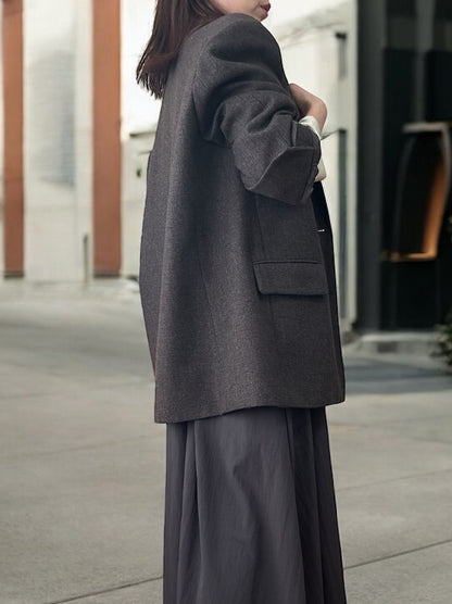 Over size Wool チェックジャケット