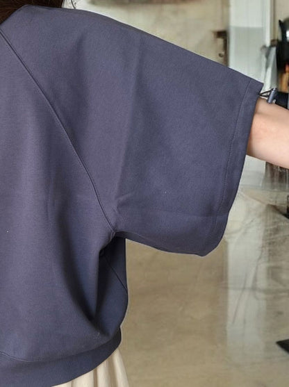 Drawstringsh short sleeve Vネックトップス