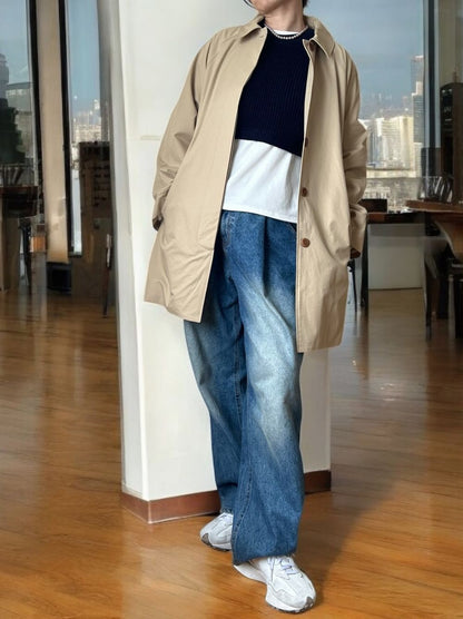 Cropped rib クルーネックニット