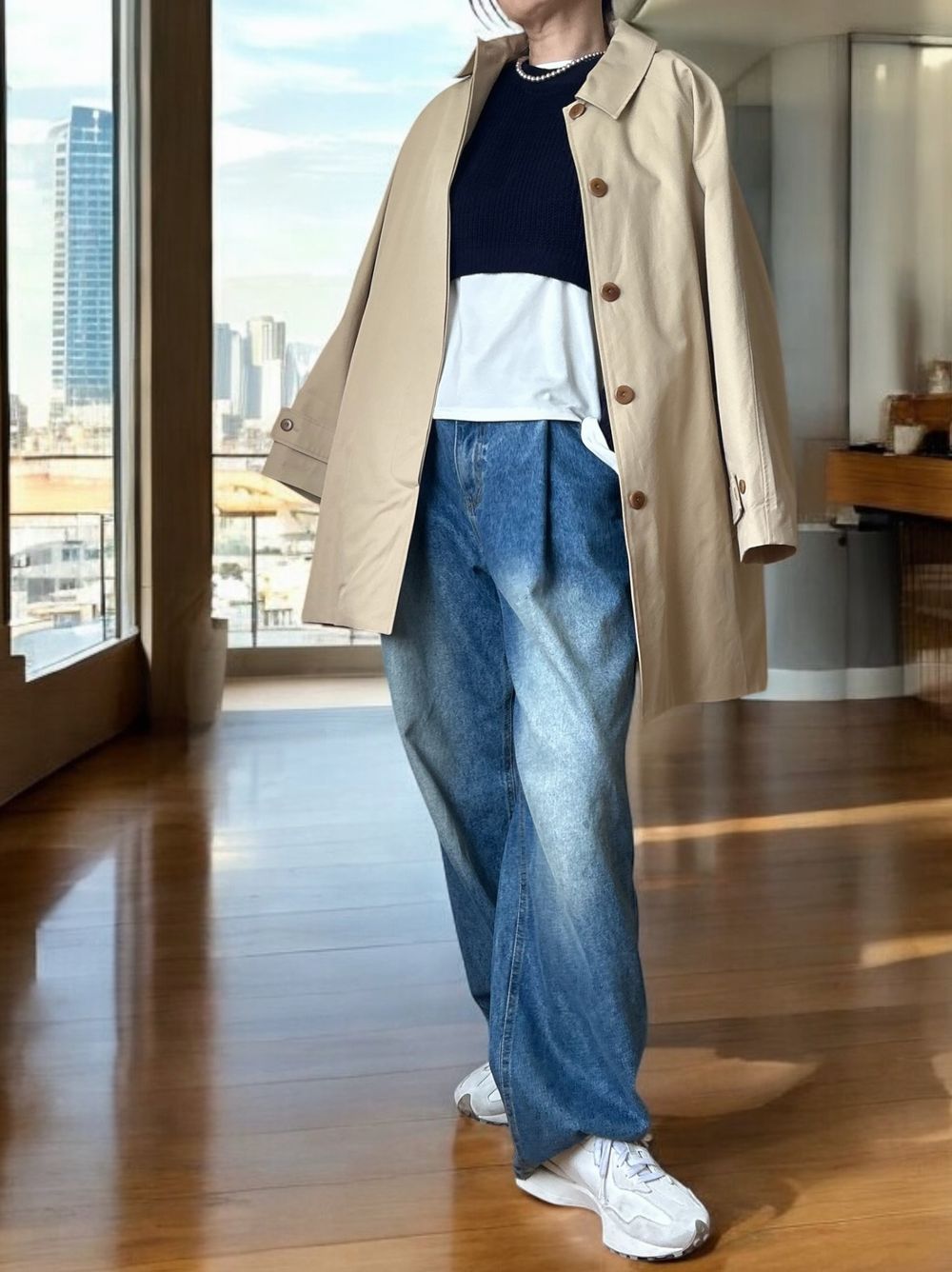Cropped rib クルーネックニット