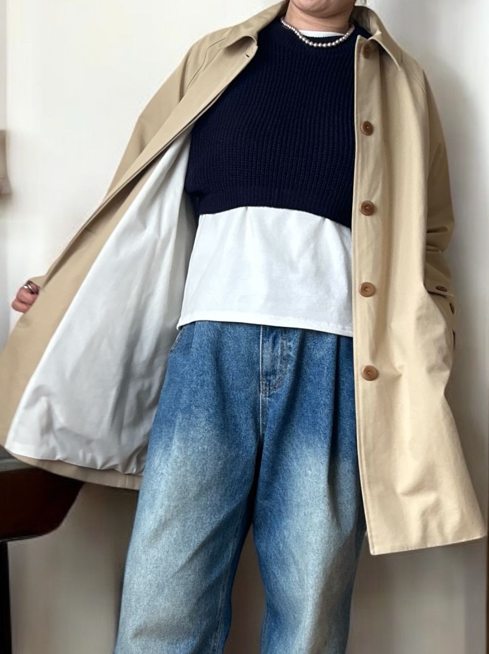 Cropped rib クルーネックニット