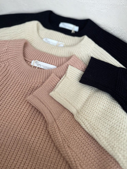 Cropped rib クルーネックニット