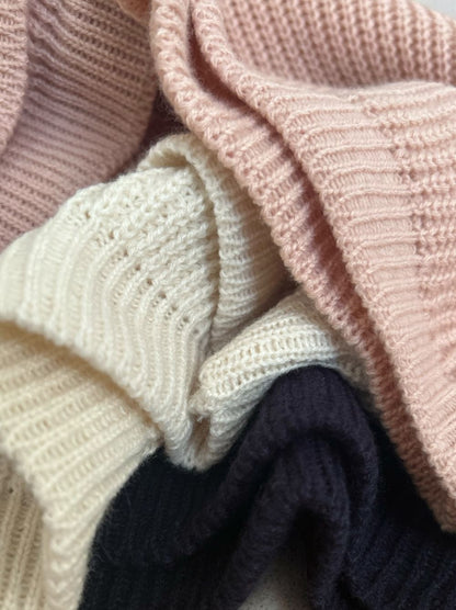 Cropped rib クルーネックニット