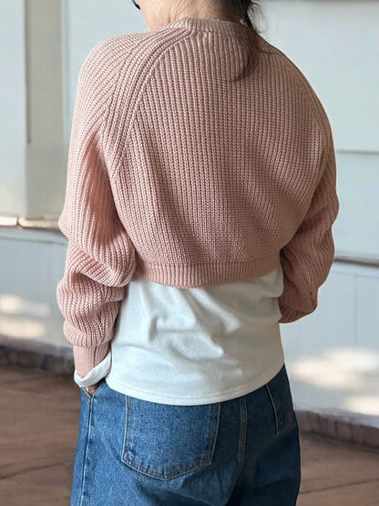 Cropped rib クルーネックニット