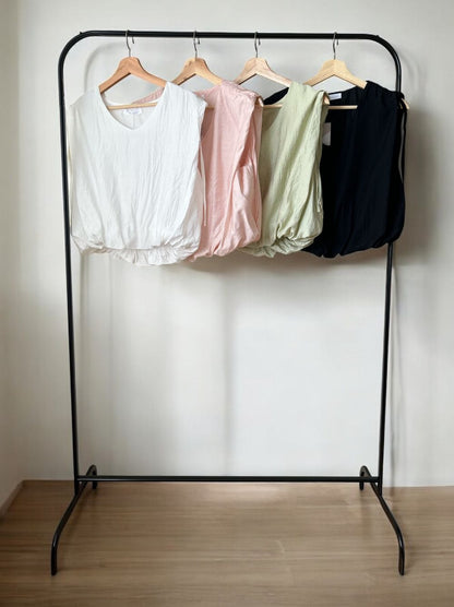 Drawstring shoulder エアリーシフォントップス
