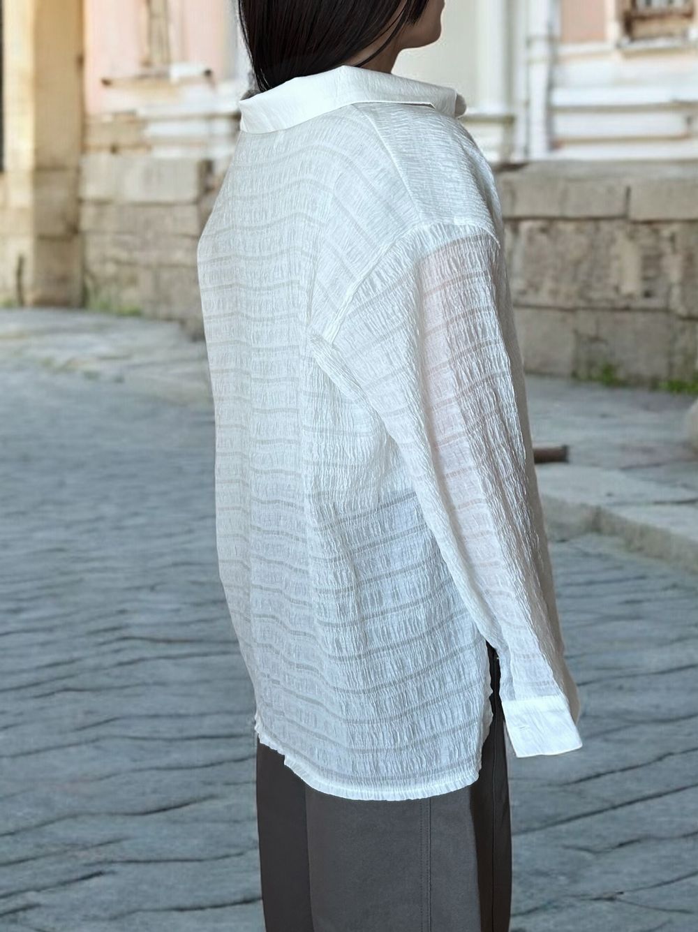 Texture sheer チェックシャツ
