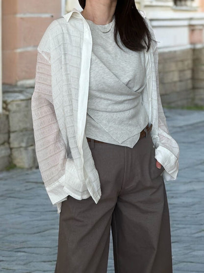 Texture sheer チェックシャツ