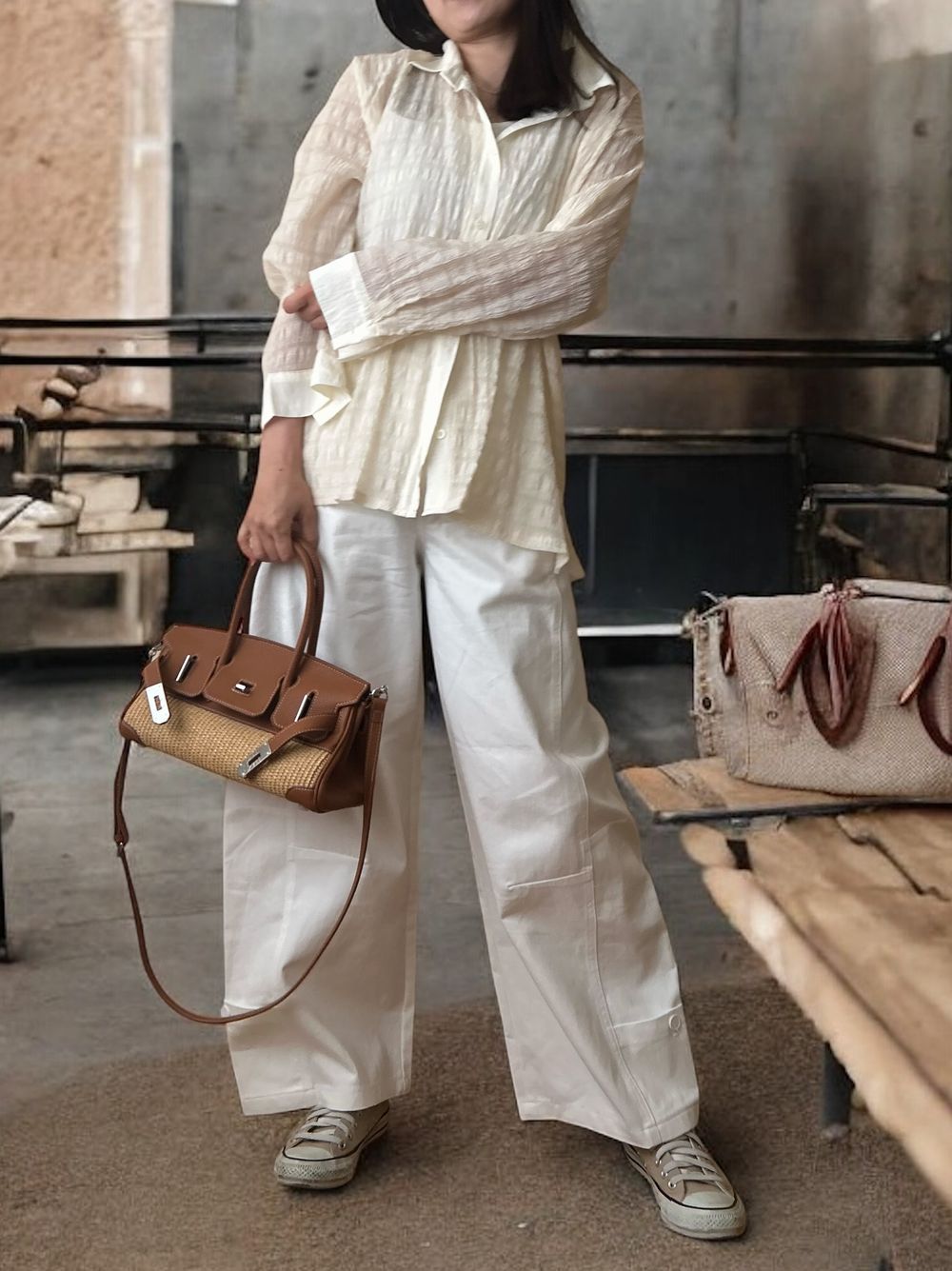 Texture sheer チェックシャツ