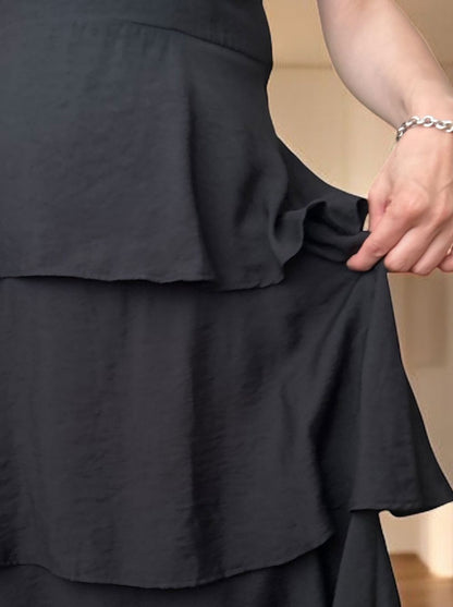 Thin strap cami ティアードマキシワンピース