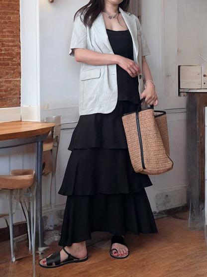 Thin strap cami ティアードマキシワンピース