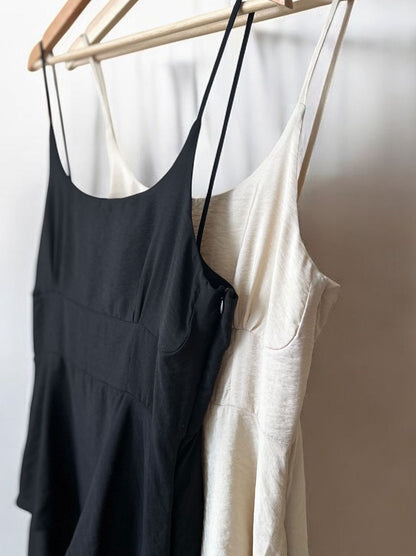 Thin strap cami ティアードマキシワンピース