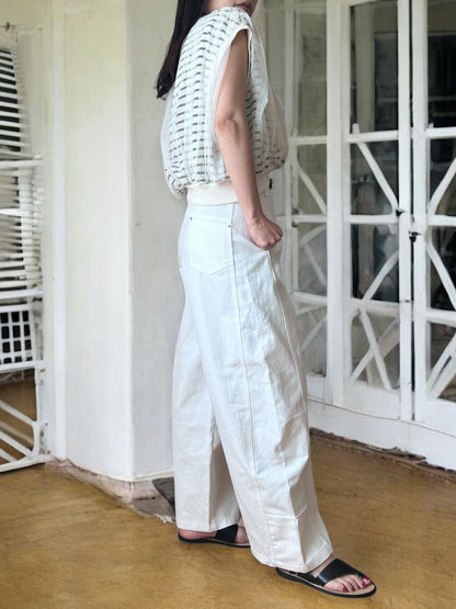Mesh layered クルーネックトップス