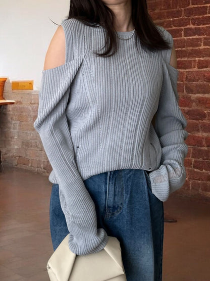 2way Open shoulder ダメージサマーニット
