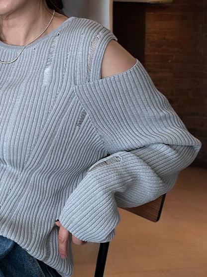 2way Open shoulder ダメージサマーニット