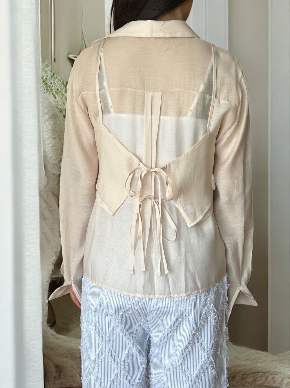 Bustier layered シアーシャツ