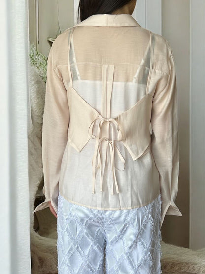 Bustier layered シアーシャツ