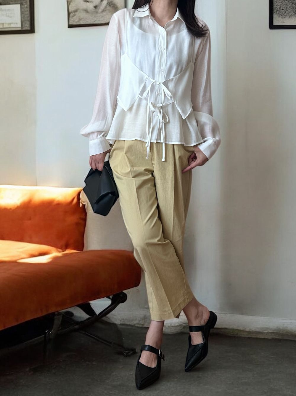 Bustier layered シアーシャツ