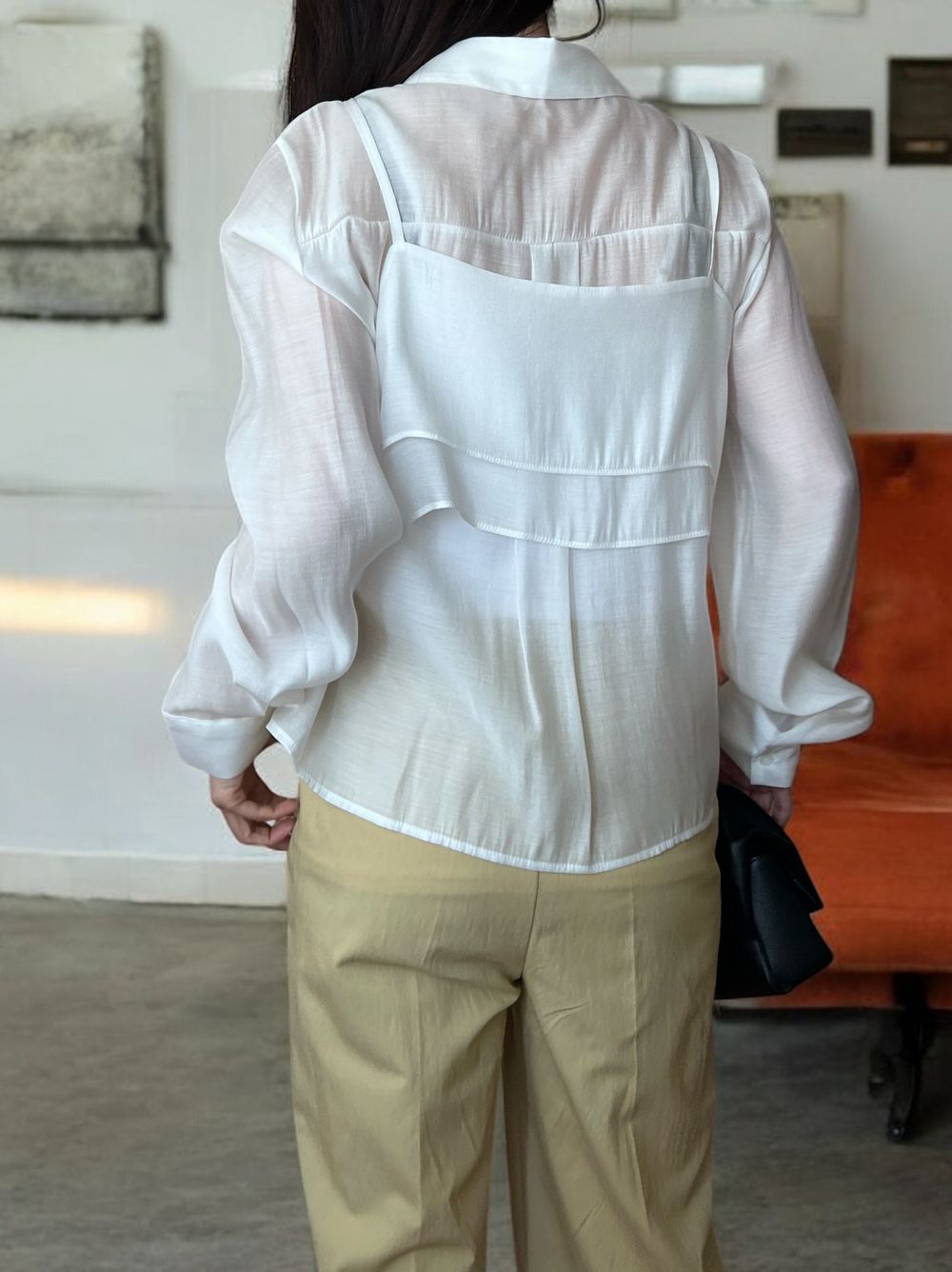 Bustier layered シアーシャツ