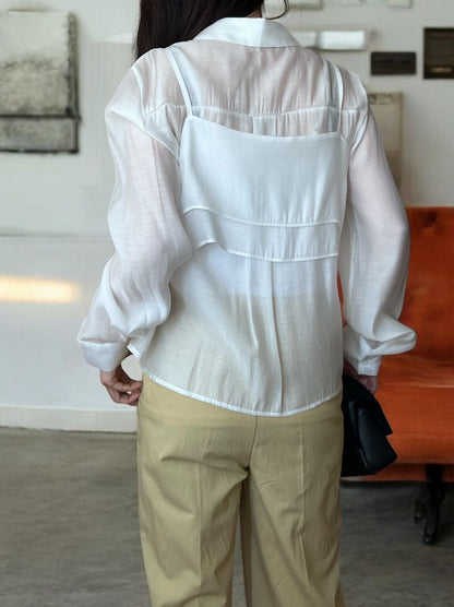 Bustier layered シアーシャツ