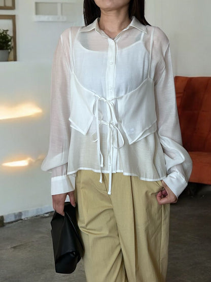 Bustier layered シアーシャツ