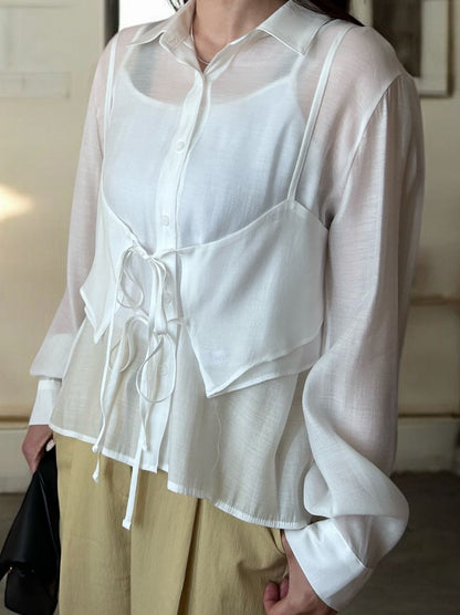 Bustier layered シアーシャツ