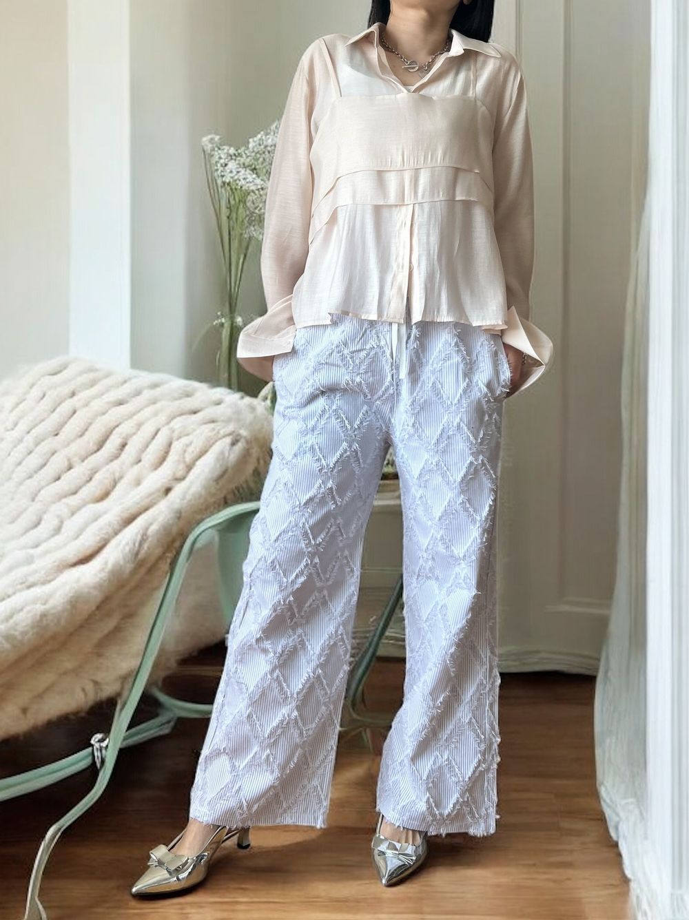 Bustier layered シアーシャツ