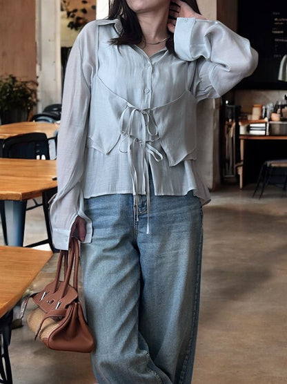 Bustier layered シアーシャツ