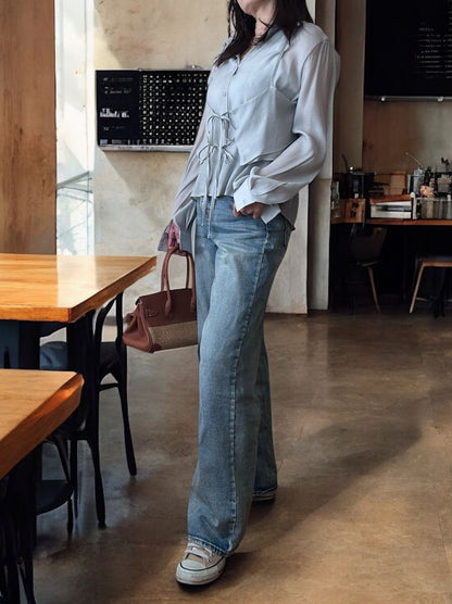 Bustier layered シアーシャツ