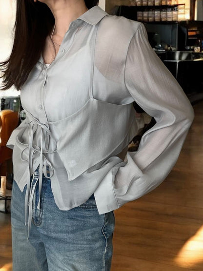 Bustier layered シアーシャツ