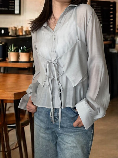 Bustier layered シアーシャツ