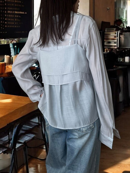 Bustier layered シアーシャツ