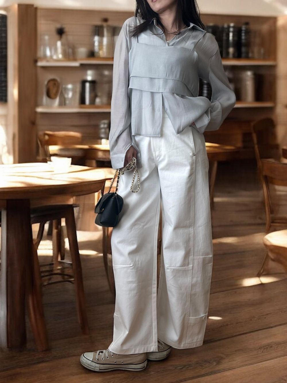 Bustier layered シアーシャツ